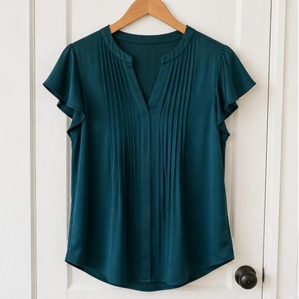 Teal Pleated Blouse